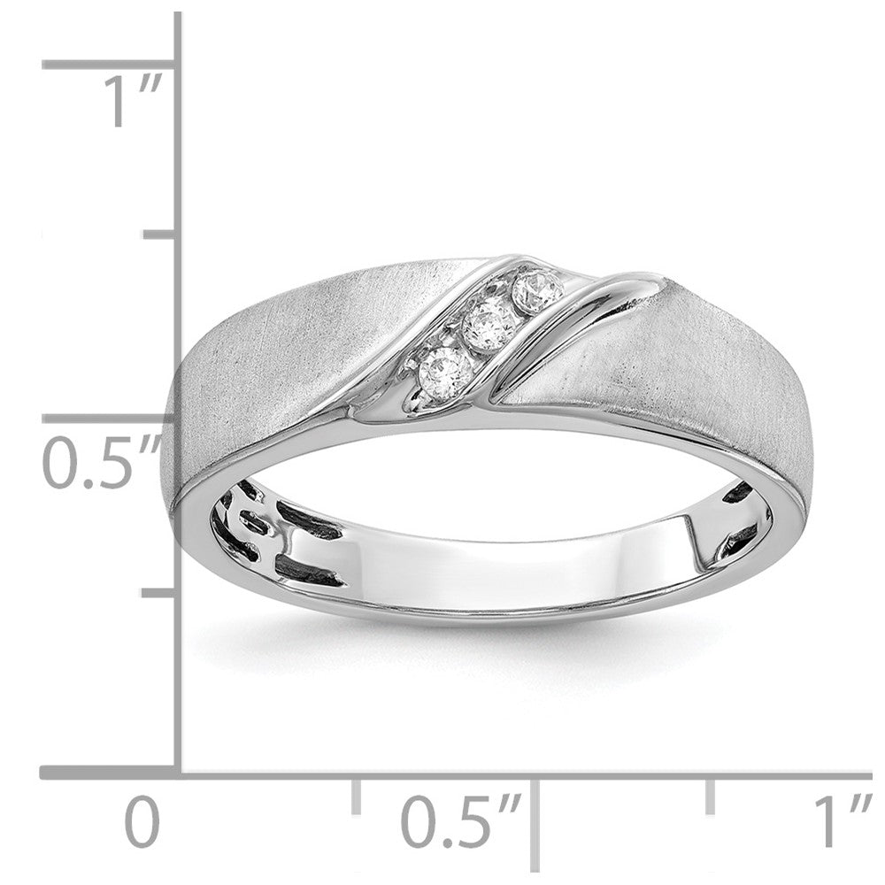 0.09ct. CZ Solid Real 14k White Gold Satin Men's Ring