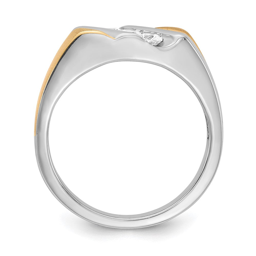 14k White u0026 Yellow Gold Real Diamond Men's Ring