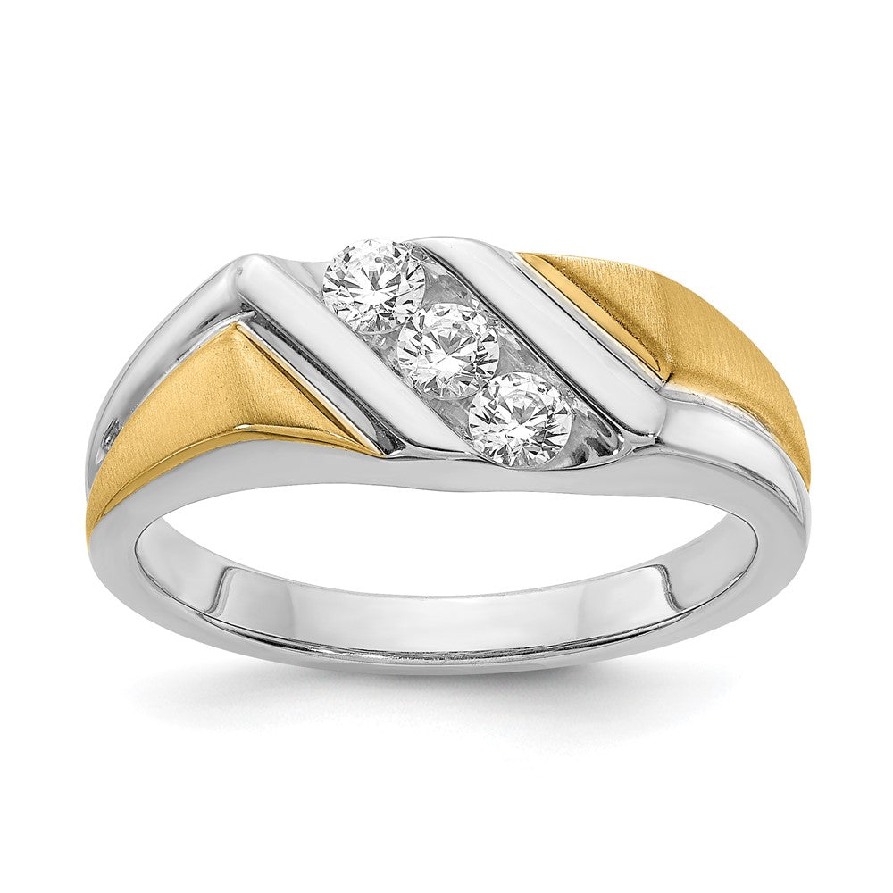 14k White u0026 Yellow Gold Real Diamond Men's Ring