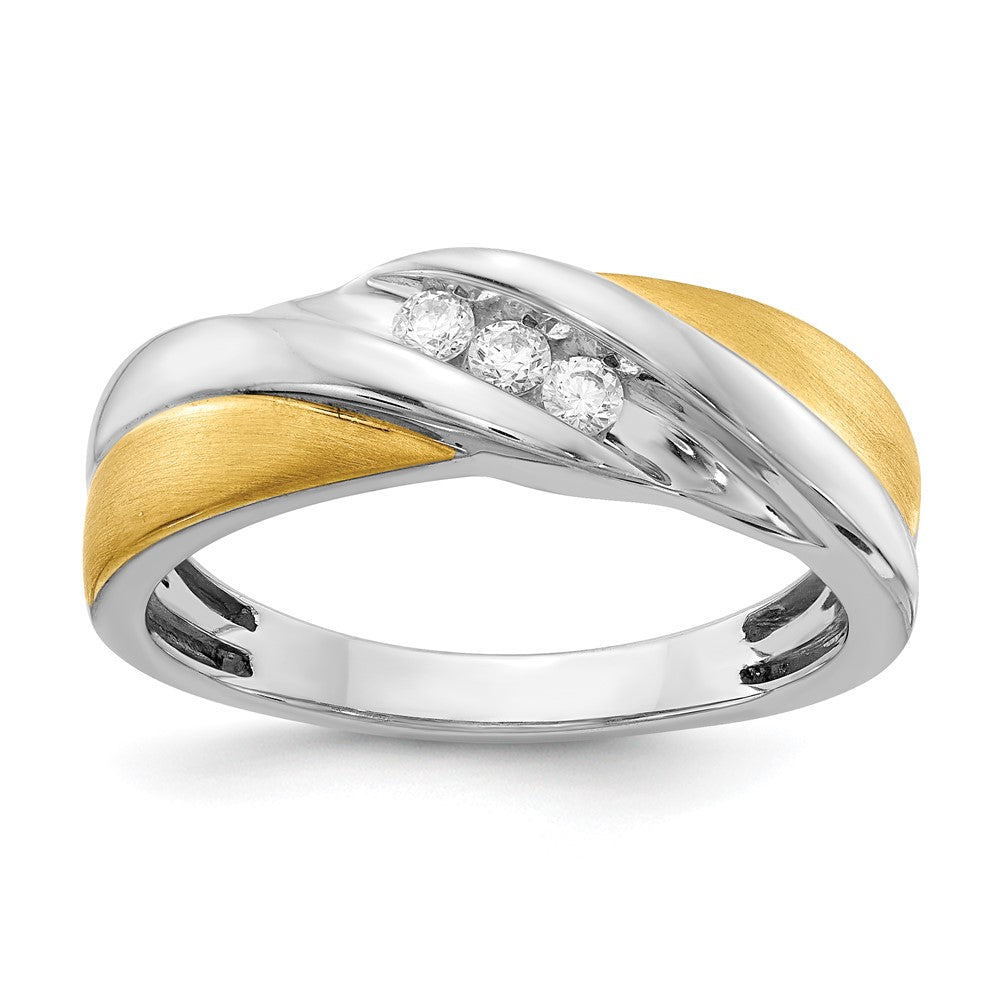 14k White u0026 Yellow Gold Real Diamond Men's Ring