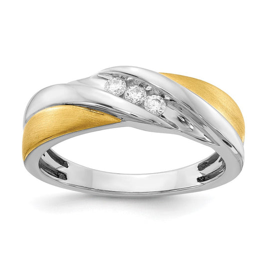 14k White u0026 Yellow Gold Real Diamond Men's Ring