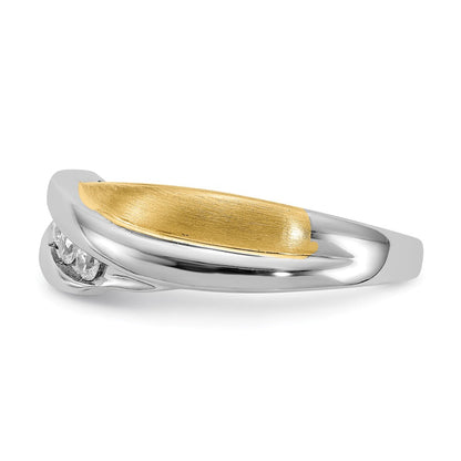 14k White u0026 Yellow Gold Real Diamond Men's Ring