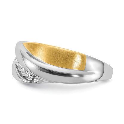 14k White u0026 Yellow Gold Real Diamond Men's Ring