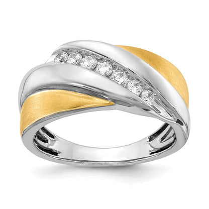 14k White u0026 Yellow Gold Real Diamond Men's Ring