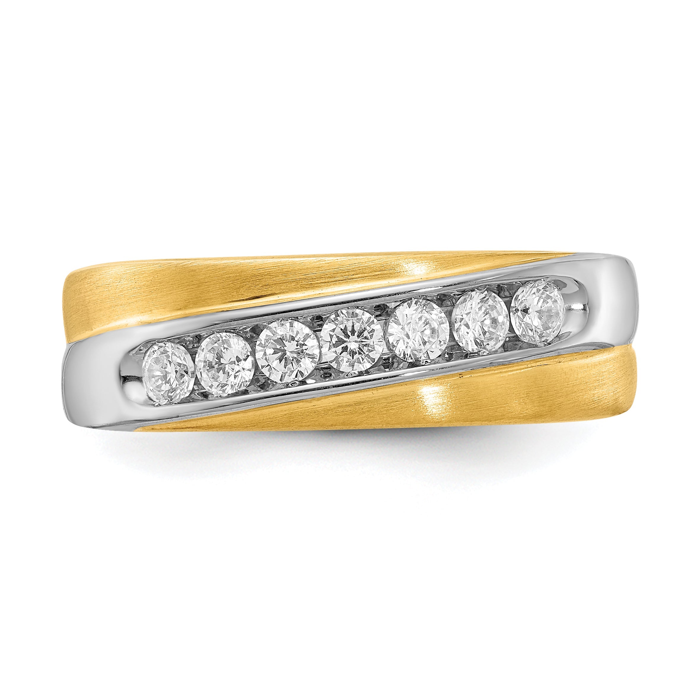 0.50ct. CZ Solid Real 14k White u0026 Yellow Gold Men's Ring