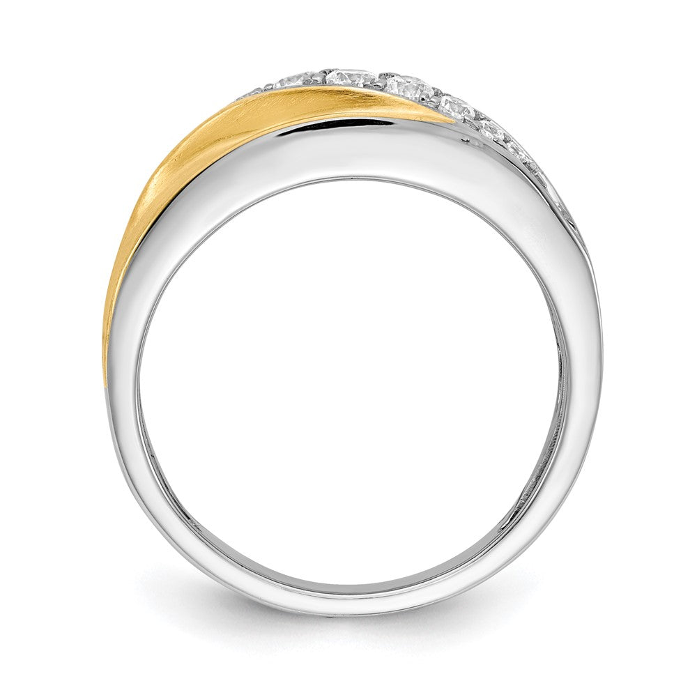 14k White u0026 Yellow Gold Real Diamond Men's Ring