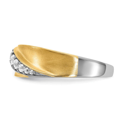 14k White u0026 Yellow Gold Real Diamond Men's Ring