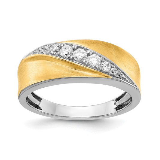 14k White u0026 Yellow Gold Real Diamond Men's Ring