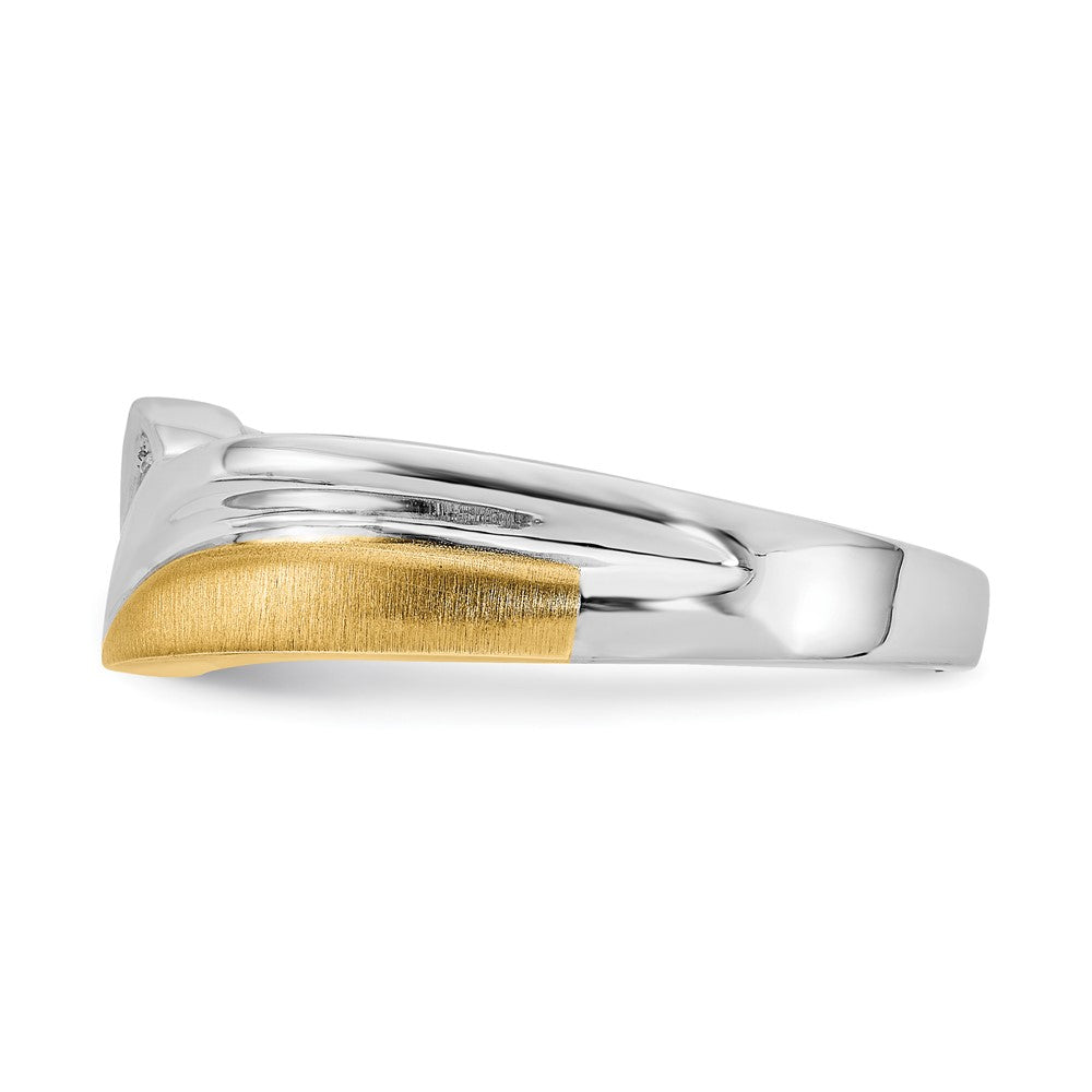0.10ct. CZ Solid Real 14k White & Yellow Gold Men's Ring