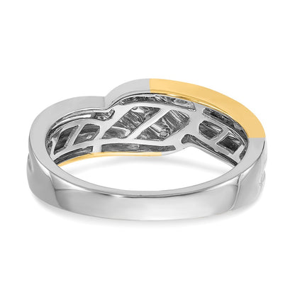0.10ct. CZ Solid Real 14k White & Yellow Gold Men's Ring
