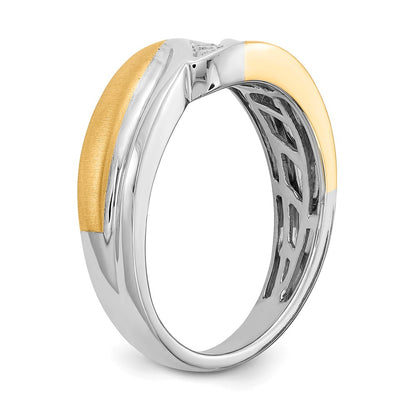 0.10ct. CZ Solid Real 14k White & Yellow Gold Men's Ring