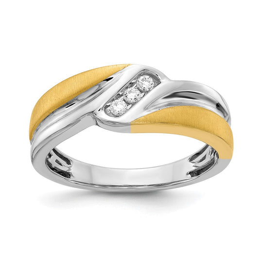 14k White u0026 Yellow Gold Real Diamond Men's Ring