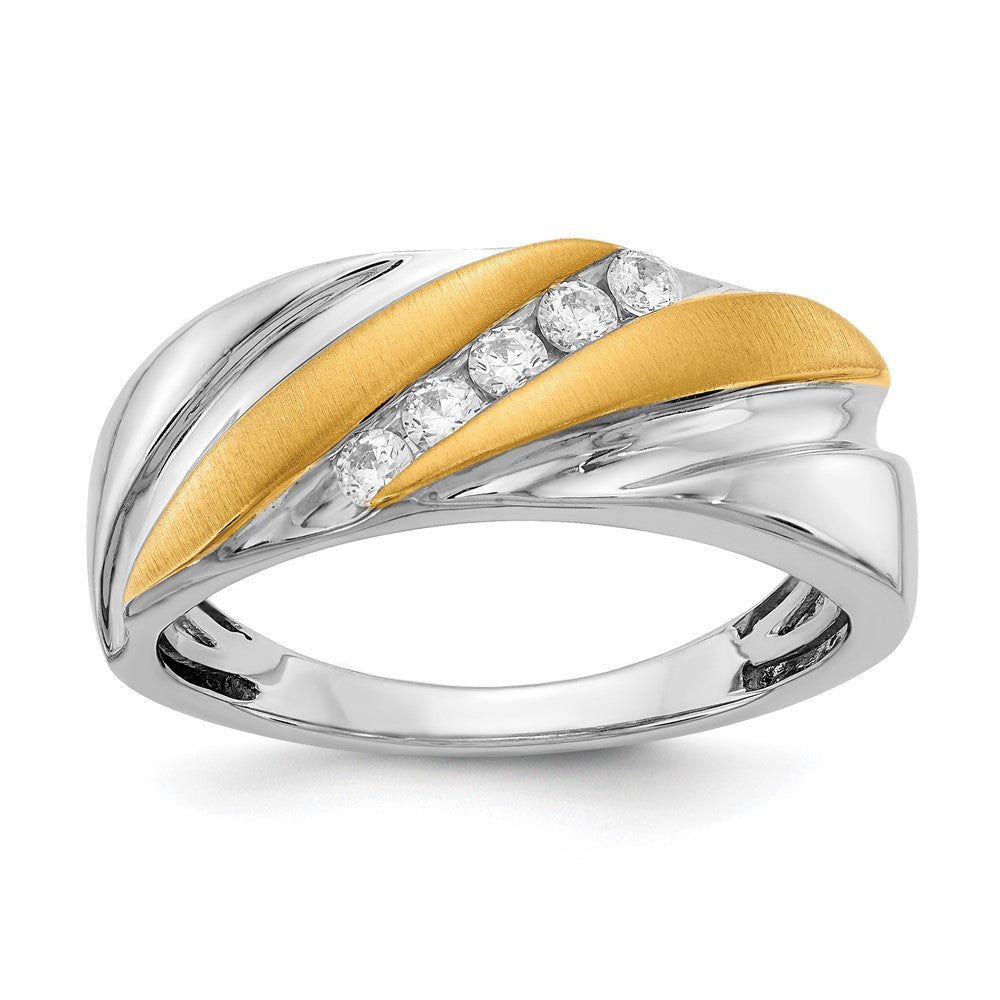 14k White u0026 Yellow Gold Real Diamond Men's Ring