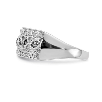 14k White Gold Real Diamond u0026 Emerald Fancy Ring