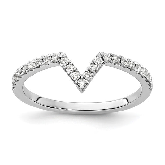 14k White Gold V-shape Real Diamond Ring Guard