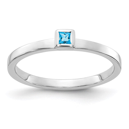 14k White Gold Blue Topaz Ring