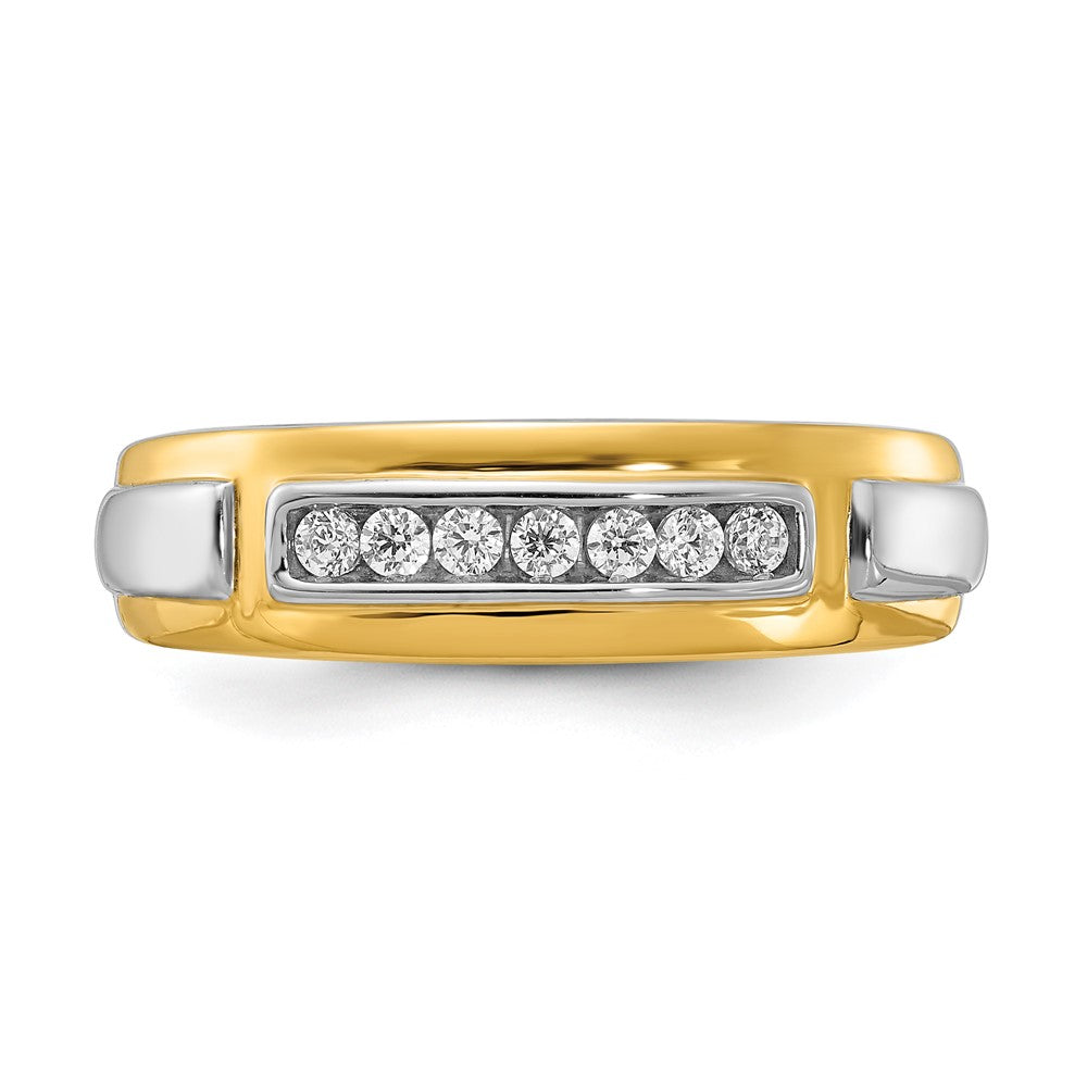 0.20ct. CZ Solid Real 14k Yellow & White Gold Men's Ring