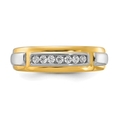 0.20ct. CZ Solid Real 14k Yellow & White Gold Men's Ring