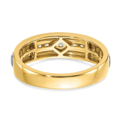 0.20ct. CZ Solid Real 14k Yellow & White Gold Men's Ring