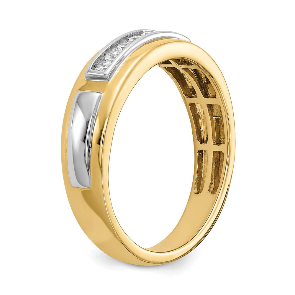0.20ct. CZ Solid Real 14k Yellow & White Gold Men's Ring