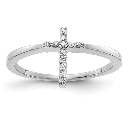 (Custom Order) 18k White Gold Real Diamond Cross Ring