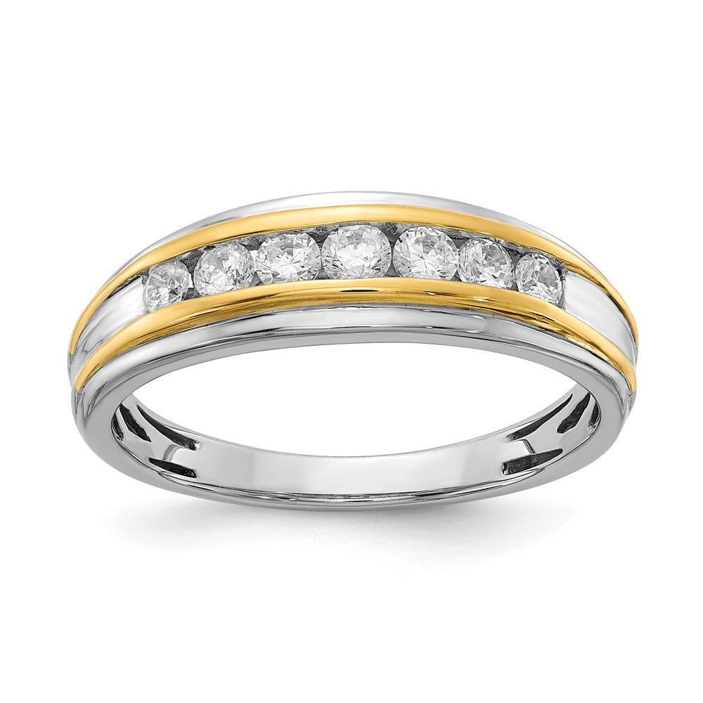 14k White u0026 Yellow Gold Real Diamond Men's Ring