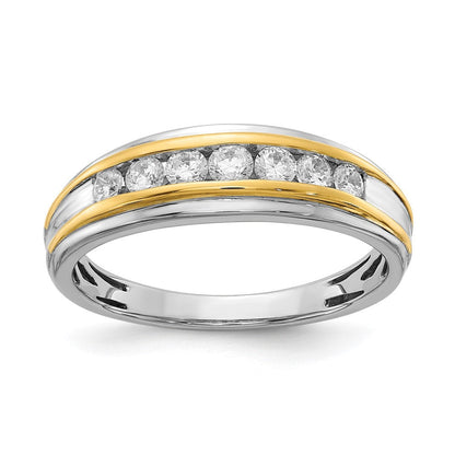 14k White u0026 Yellow Gold Real Diamond Men's Ring