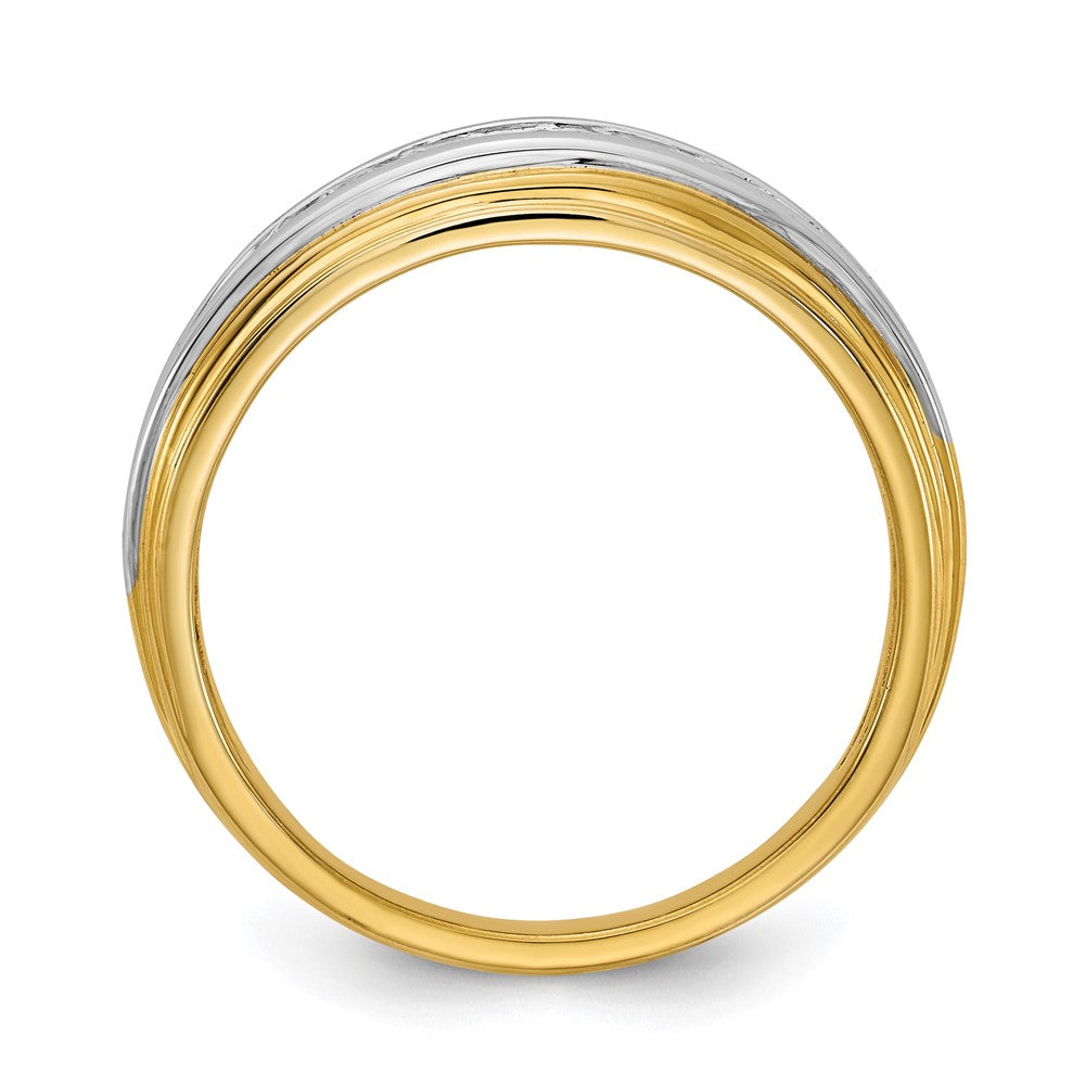 14k Yellow u0026 White Gold Real Diamond Men's Ring