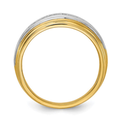 14k Yellow u0026 White Gold Real Diamond Men's Ring