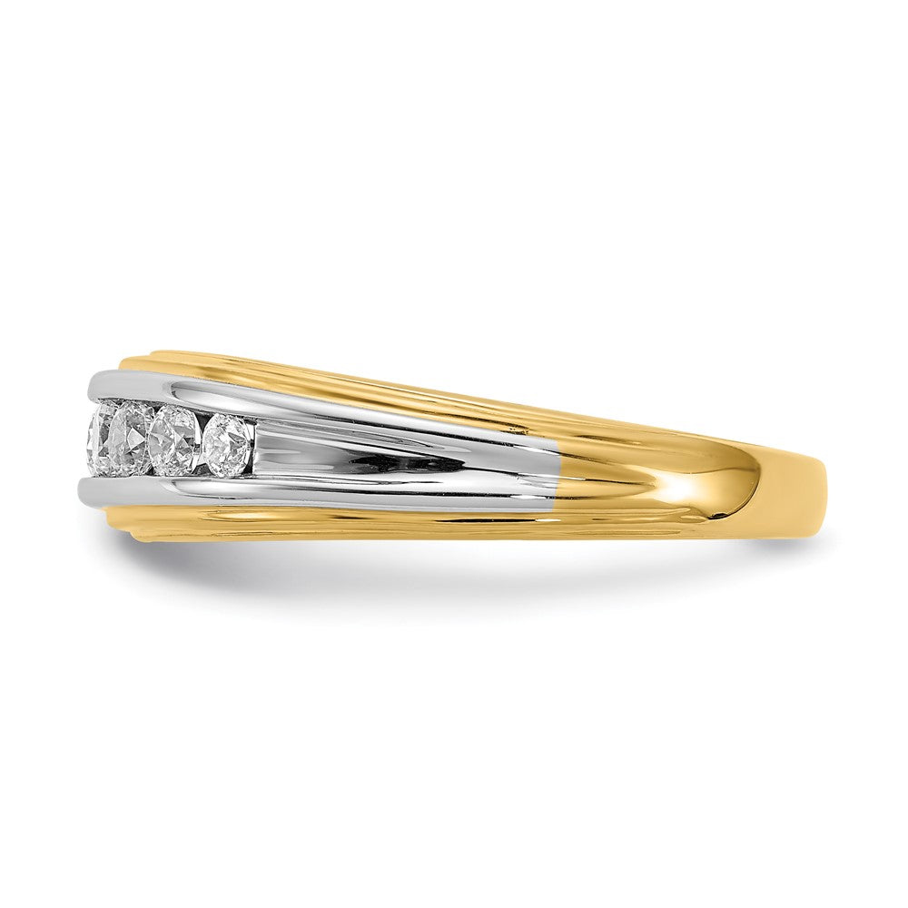 14k Yellow u0026 White Gold Real Diamond Men's Ring