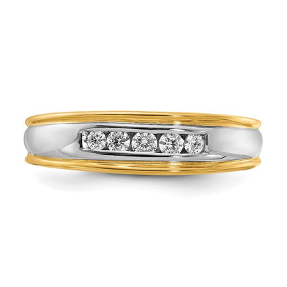 14k Yellow u0026 White Gold Real Diamond Men's Ring