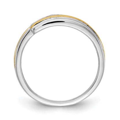 14k White u0026 Yellow Gold Real Diamond Men's Ring