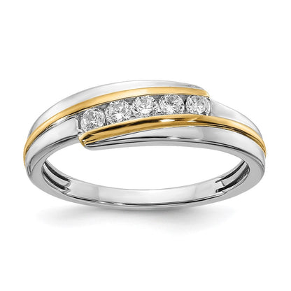 14k White u0026 Yellow Gold Real Diamond Men's Ring