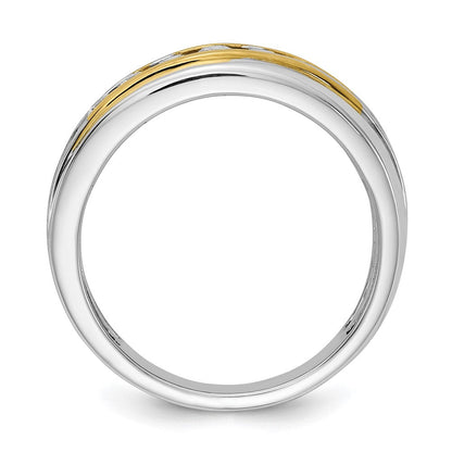 14k White u0026 Yellow Gold Real Diamond Men's Ring