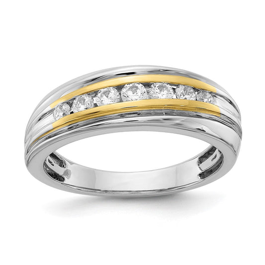 14k White u0026 Yellow Gold Real Diamond Men's Ring