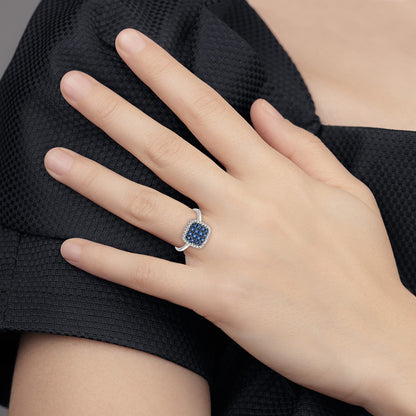 14k White Gold Real Diamond and Sapphire Ring