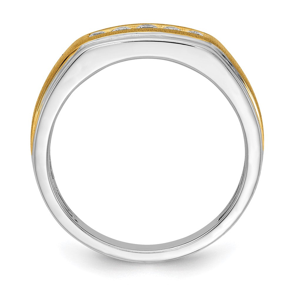 14k White u0026 Yellow Gold Real Diamond Men's Ring