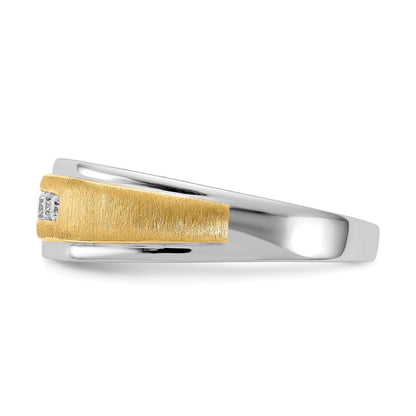 14k White u0026 Yellow Gold Real Diamond Men's Ring