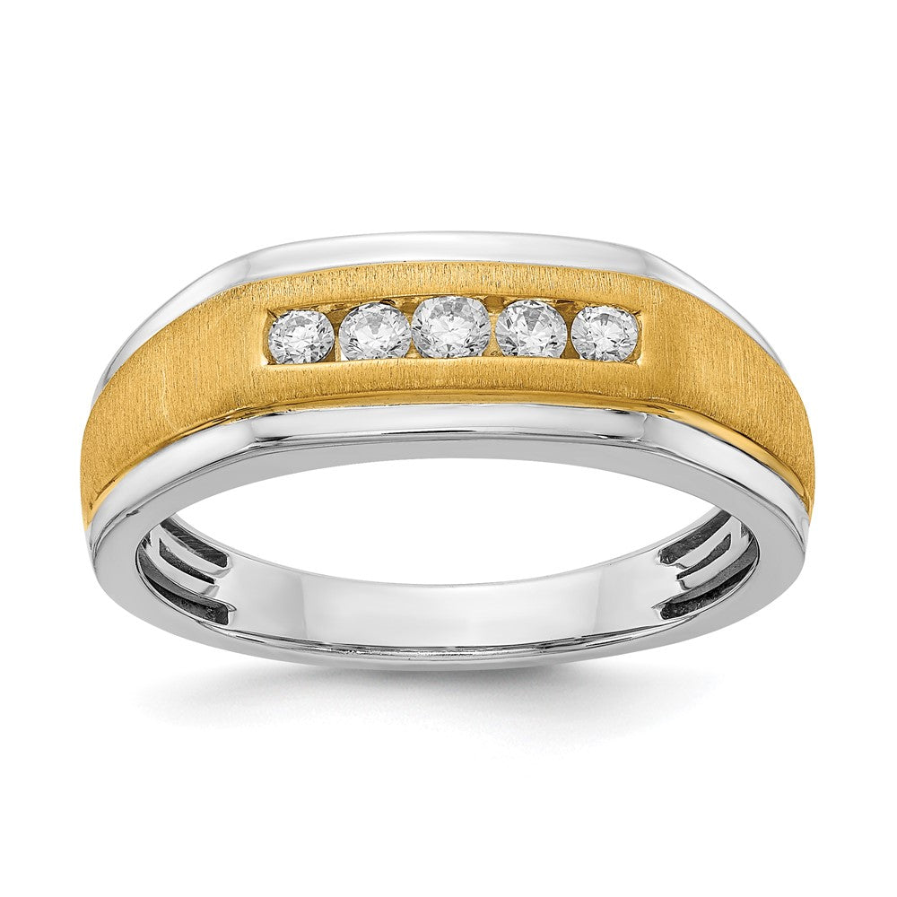 14k White u0026 Yellow Gold Real Diamond Men's Ring
