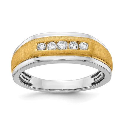 14k White u0026 Yellow Gold Real Diamond Men's Ring