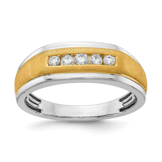 14k White u0026 Yellow Gold Real Diamond Men's Ring