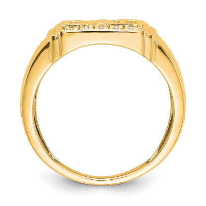 14K Yellow Gold AA Real Diamond men's ring