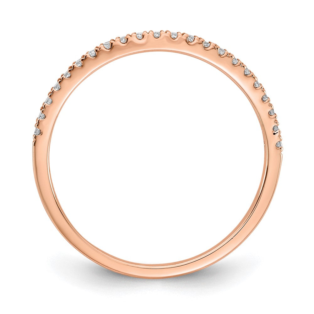 14k Rose Gold Real Diamond Contoured Wedding Band