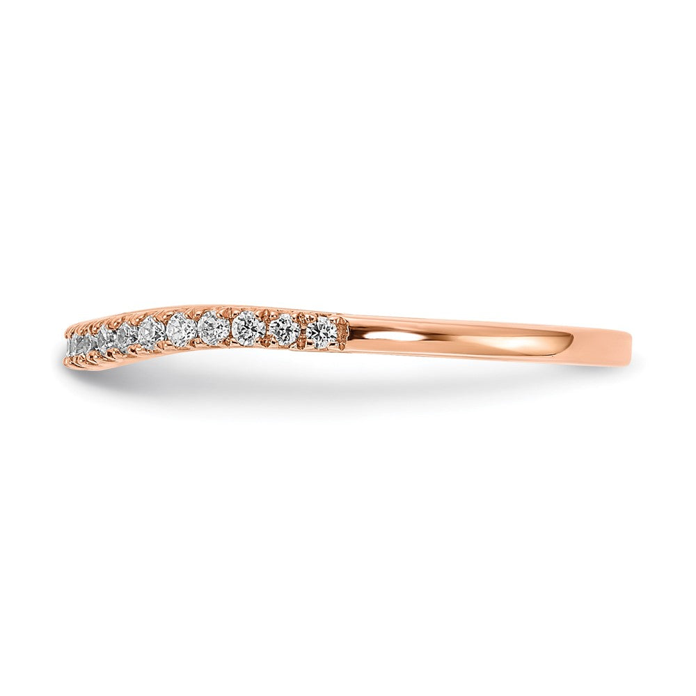 14k Rose Gold Real Diamond Contoured Wedding Band