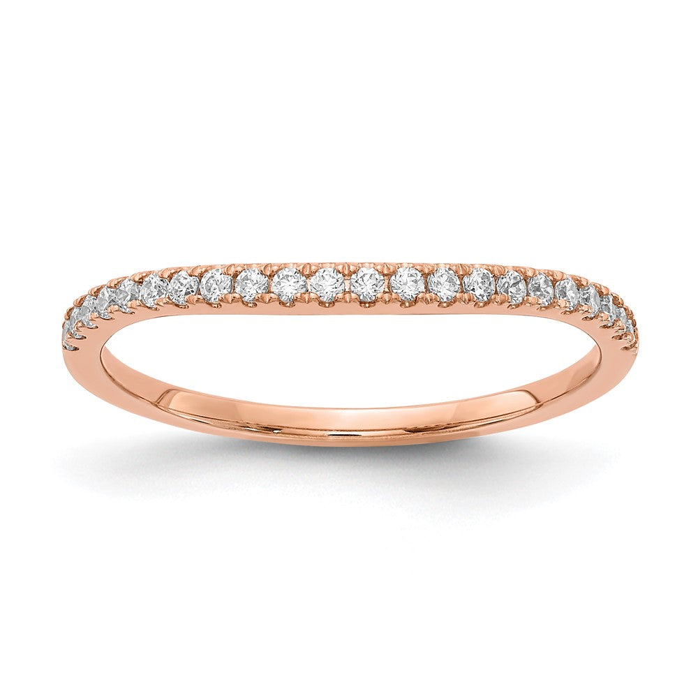 14k Rose Gold Real Diamond Contoured Wedding Band