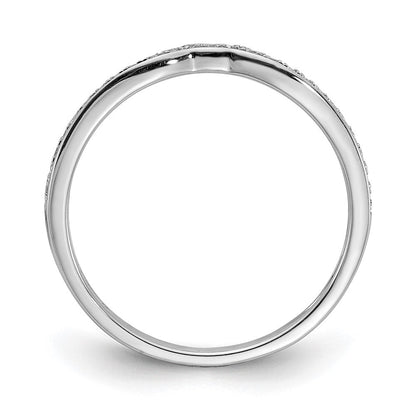 14k White Gold Real Diamond Contoured Wedding Band