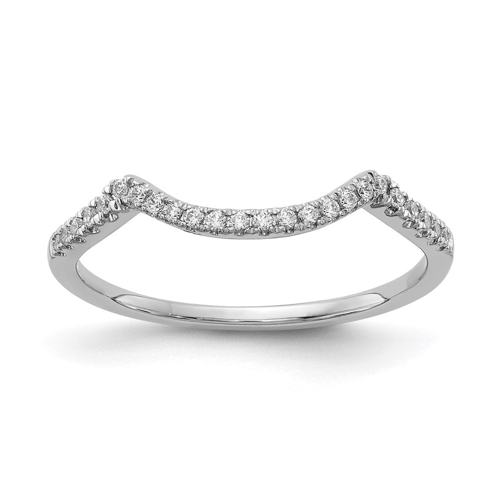14k White Gold Real Diamond Contoured Wedding Band