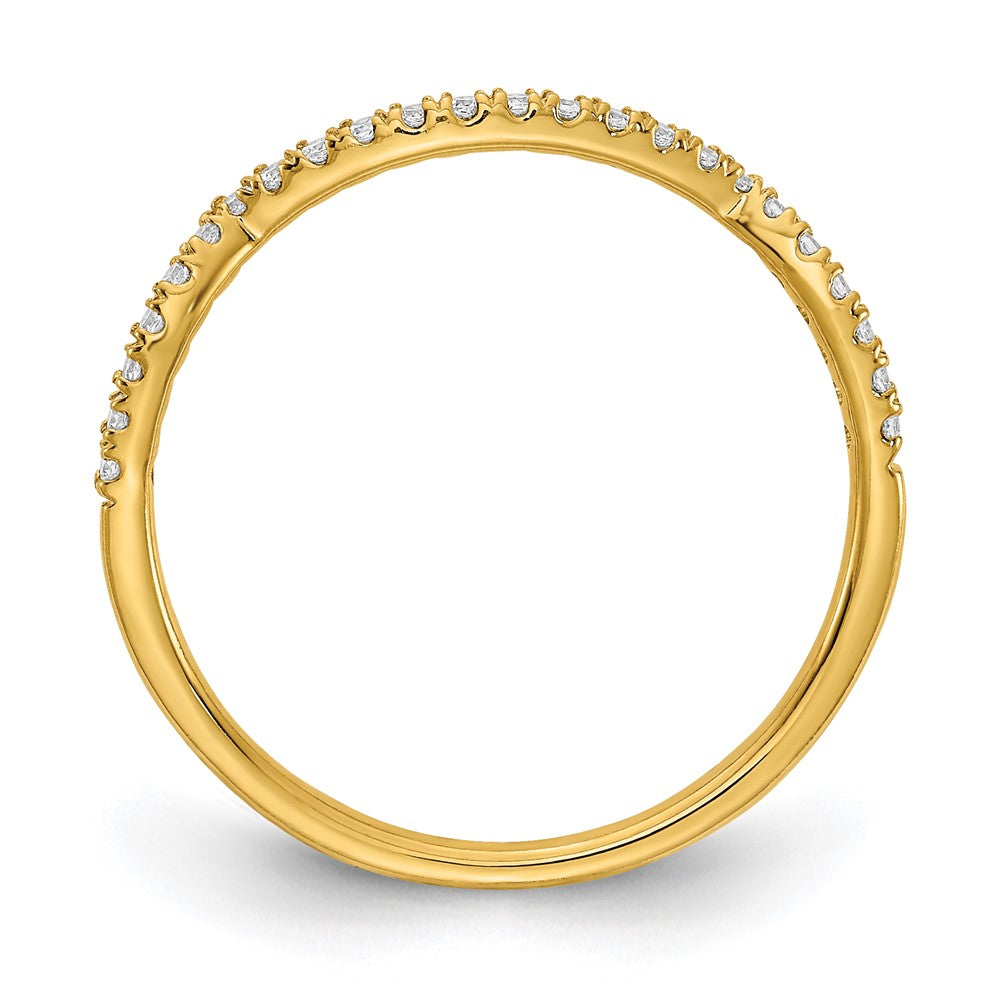 14K Yellow Gold Real Diamond Contoured Wedding Band