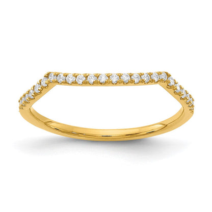 14K Yellow Gold Real Diamond Contoured Wedding Band