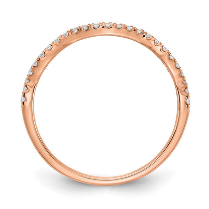 14k Rose Gold Real Diamond Contoured Wedding Band
